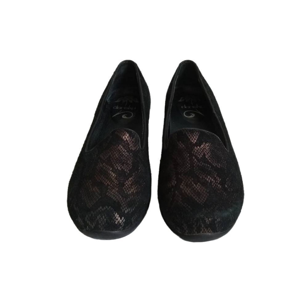 Dansko Olivia Bronze Black Snakeskin Print Leather Slip On Loafers Women's 37